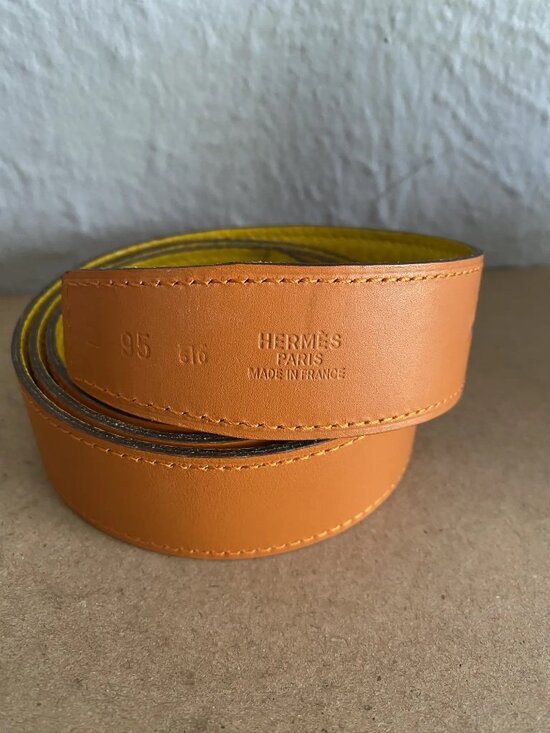 Hermes Orange & Yellow Reversible Belt Strap main image 9